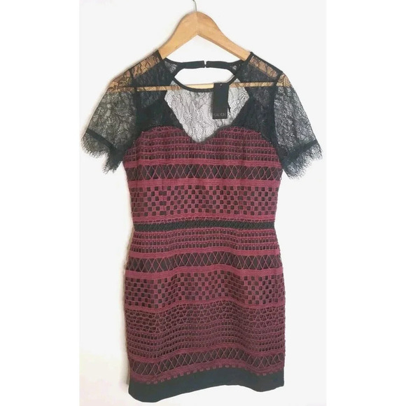Greylin Anthropologie Dress Women's Medium Wine Lace Mini Heidi Nwt - Picture 1 of 11